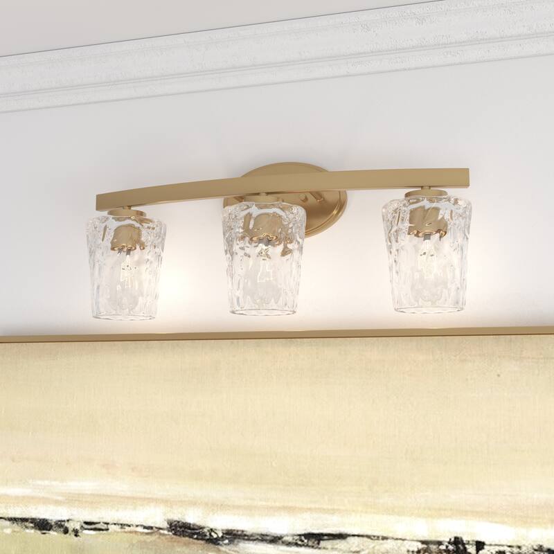 Modern Industrial 3-light Modern Bathroom Vanity Light with Art Glass