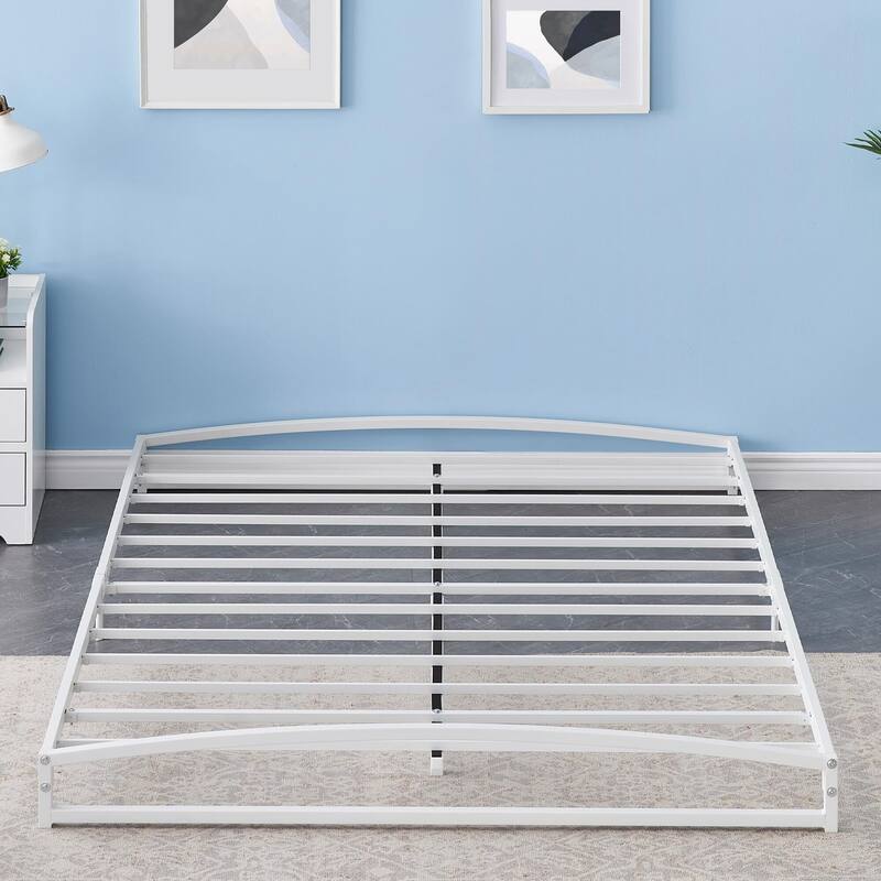 10 Inch Low Profile Platform Bed Frame - White 6 Queen - Queen
