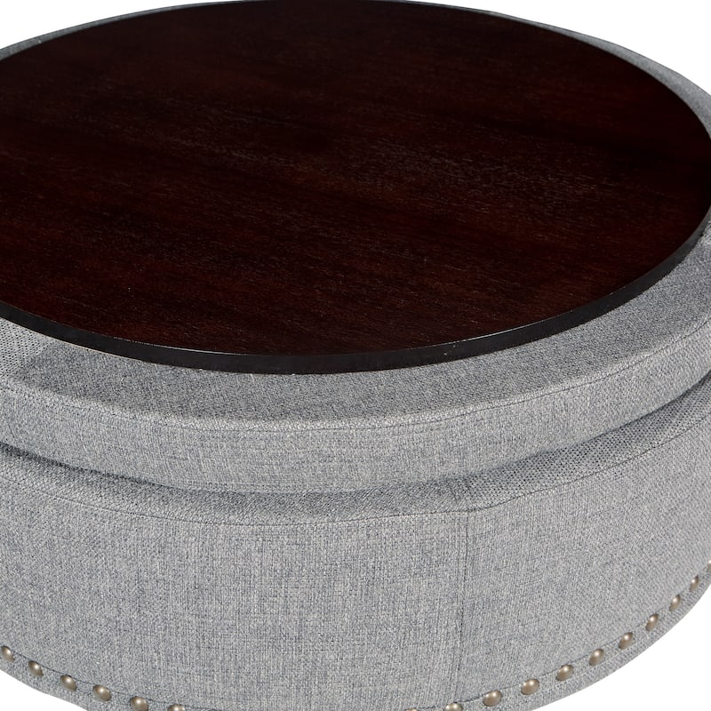 Copper Grove Strawflower Round Storage Ottoman