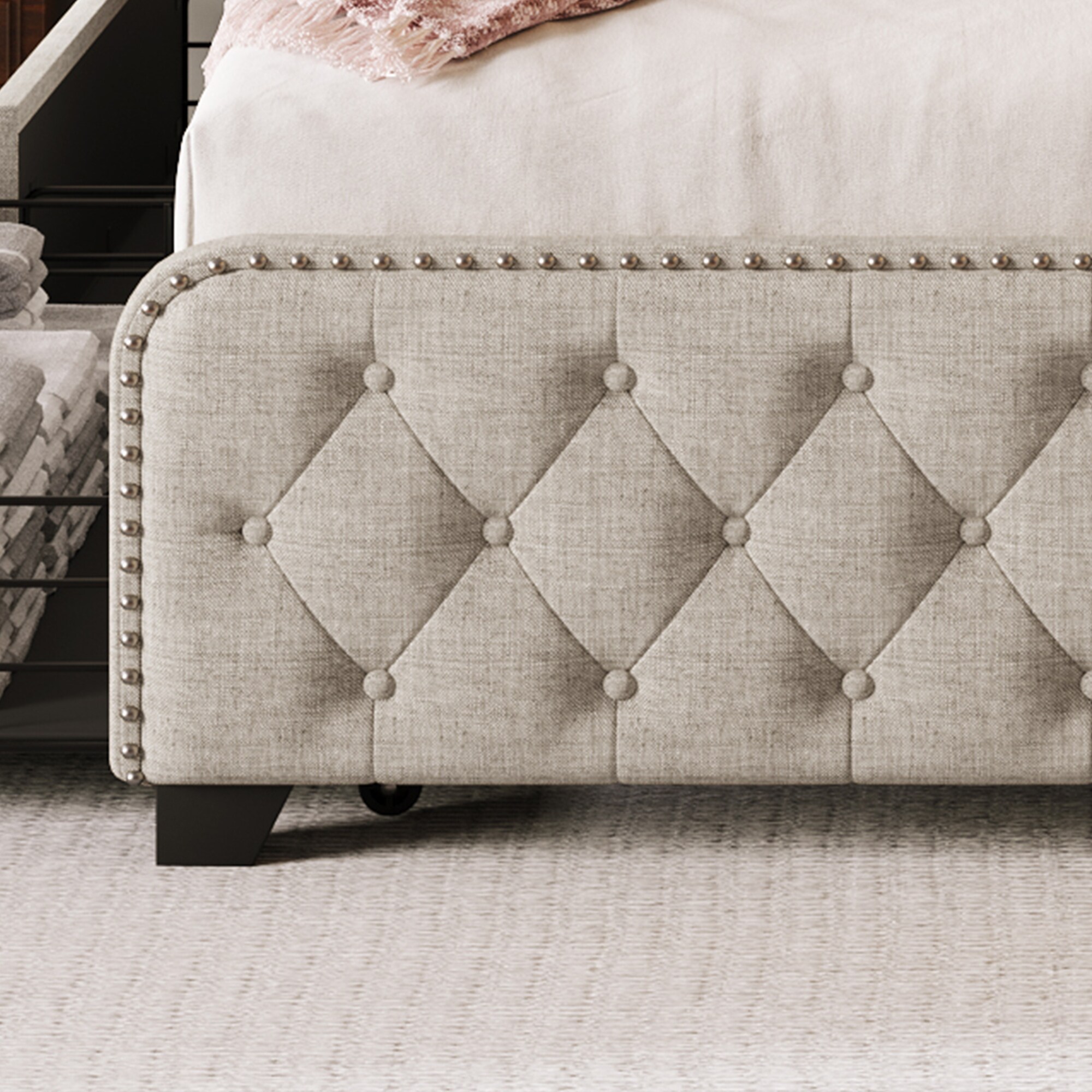 Full size upholstered shop headboard and footboard