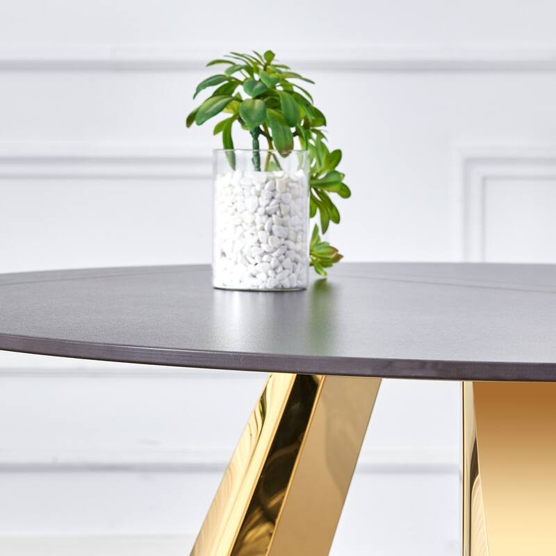 42" Luxury Sintered Stone Table: 0.45" Durable Top + 6" Steel Legs, 350lb Capacity, Stain/Heat-Resistant