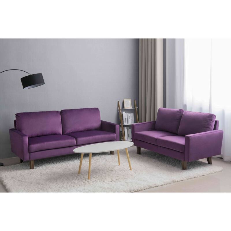 Velvet 2 Piece Loveseat and Sofa Living Room Set