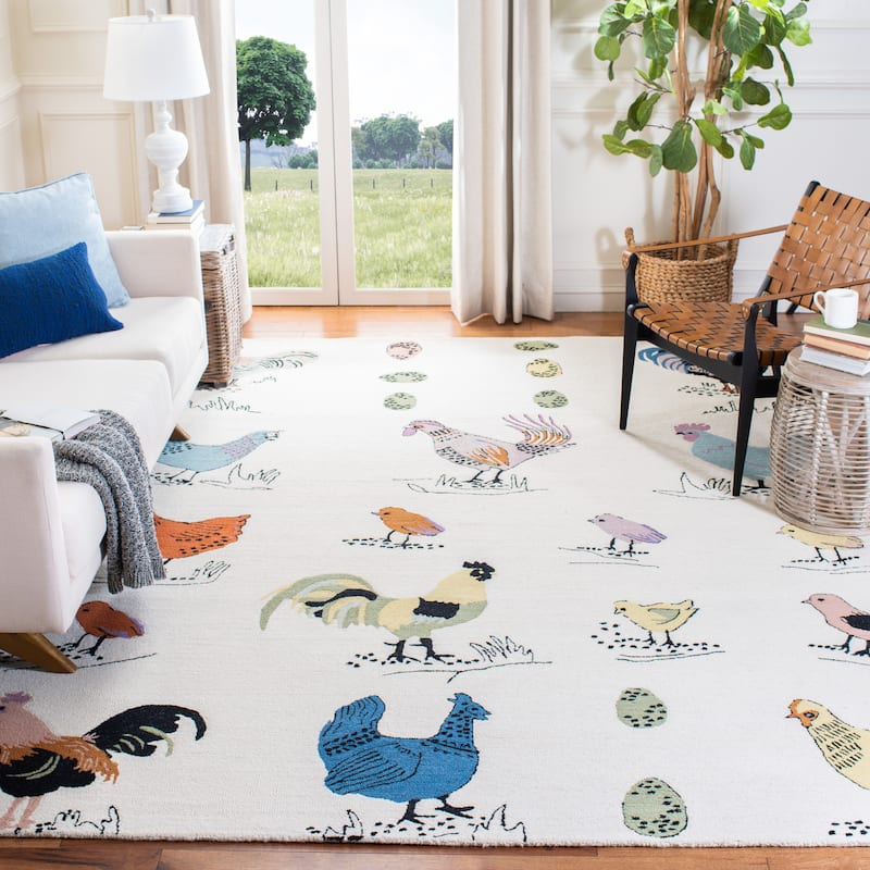 SAFAVIEH Handmade Novelty Tuulevi Novelty Wool Rug - 9' x 12' - Ivory/Blue