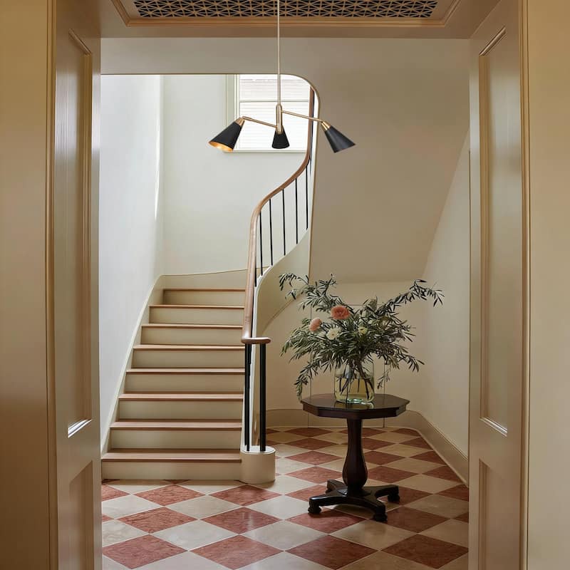 23 in Mid Century Modern 3-Arm Black and Gold Pendant Chandelier with Adjustable Metal Cone Shades for Dining Room