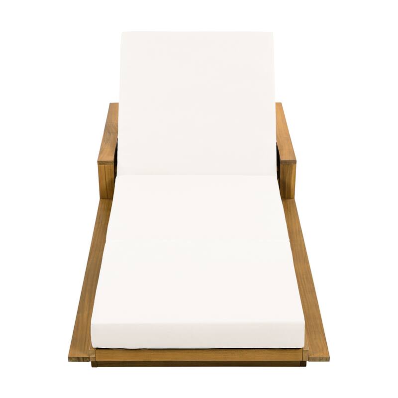 Christopher Knight Home - Modern Outdoor Acacia Wood Tri-Fold Chaise Lounge with Rope Accents & Water-Resistant Foam Headrest