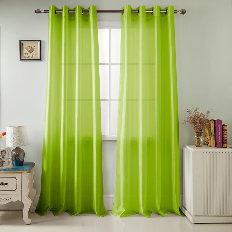 Nancy Faux Silk Grommet Window Curtain Panel - 84 or 95 inch