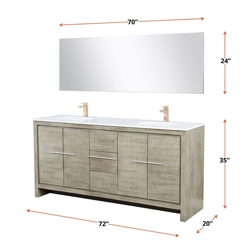 Lafarre Bath Vanity with Cultured Marble Top, Sink, Mirror and Rose Gold Faucet