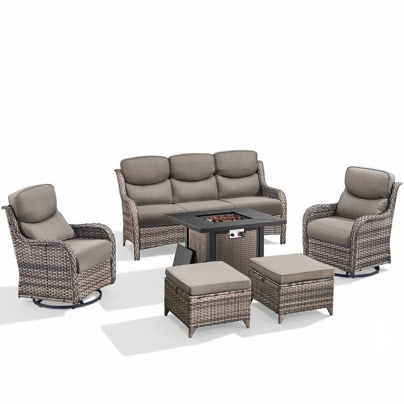 Pocassy 30 In Outdoor Fire Pits with Patio Sofa Swivel Glider Chari Furniture.