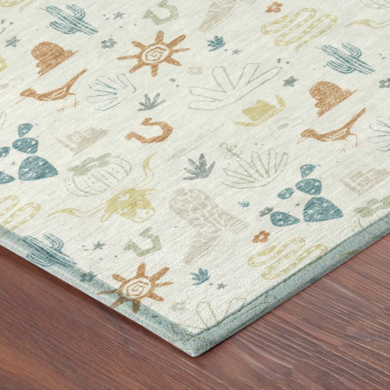 Machine Washable Indoor/ Outdoor Cowboy Ranch Chantille Rug