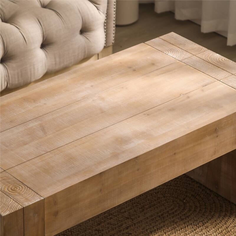 Modern Farmhouse Rectangular Table Wood Coffee Table for Living Room