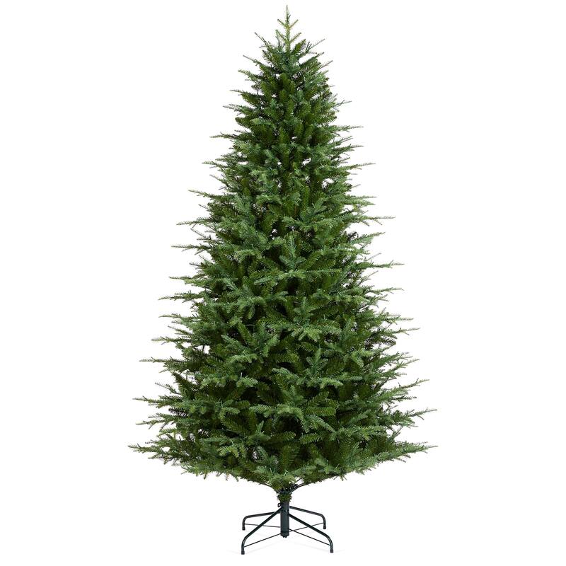Glitzhome 7.5ft/9ft/11ft Pre-Lit Green Full Fir Artificial Christmas Tree with 1800/2450/3200 LEDs Simple Setup