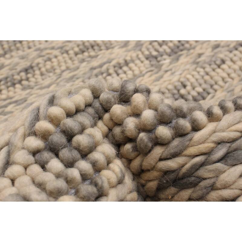ECARPETGALLERY Braid weave Sienna Grey Wool Rug - 3'3 x 5'1
