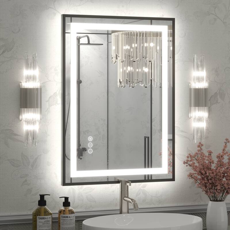 KIOTEE 24V Ultra-Bright LED Bathroom Mirror, Anti-Fog, Tempered Glass - 28x20