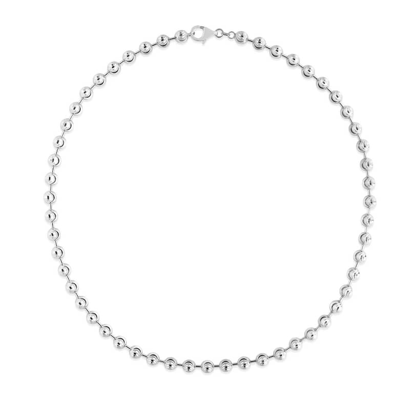 Curata 925 Sterling Silver 6mm Moon cut Bead Chain Necklace