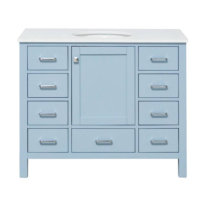 KitchenBathCollection Horizon 42" Bathroom Vanity with Engineered White Top