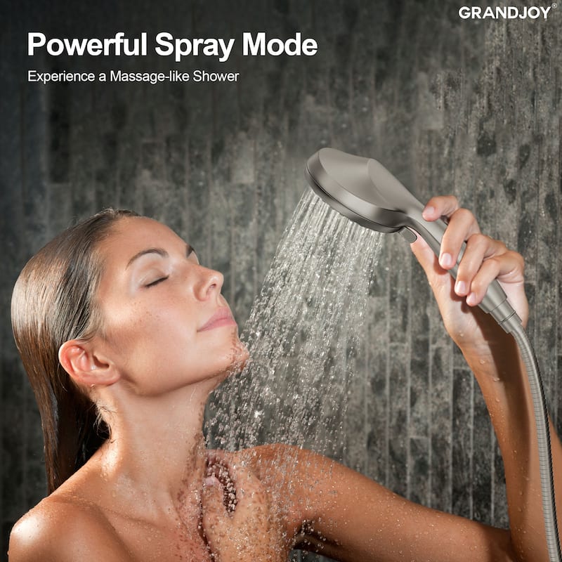 GRANDJOY Modern 5-Spray Handheld Shower Head with 5" Wall Mounted Design