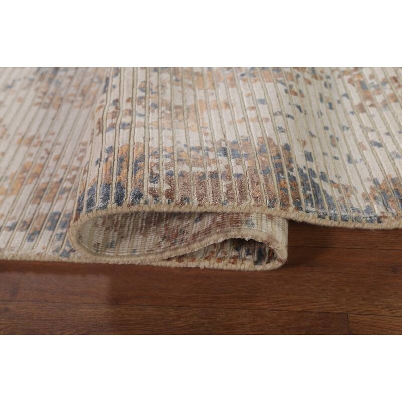 Modern Area Rug Hand-Knotted Abstract Wool Carpet - 6'7"x 9'8"