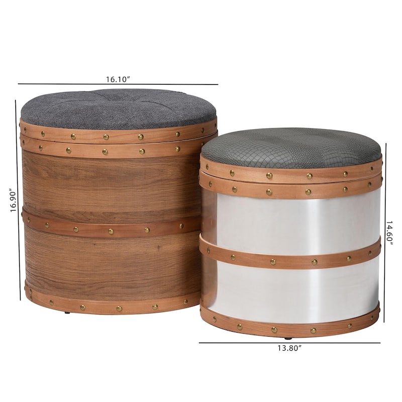 Carbon Loft Schaca Modern and Contemporary Glam 2-piece Storage Ottoman Set