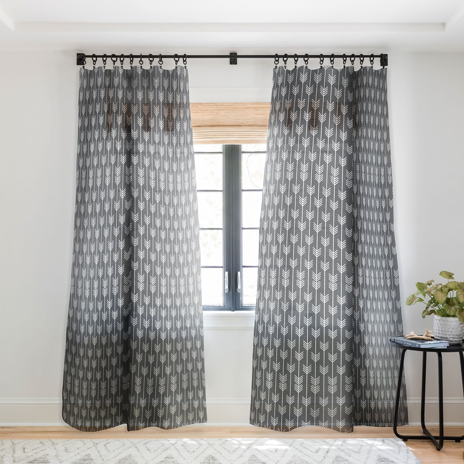 1-piece Sheer Arrows Grey Made-to-Order Curtain Panel - 84 Inches x 50  Inches, image size:1800x1800
