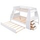 preview thumbnail 8 of 28, Twin over Full Wood Bunk Bed with Trundle, Built-in Desk, Three Storage Drawers & Shelf - Sapce-Saving Design