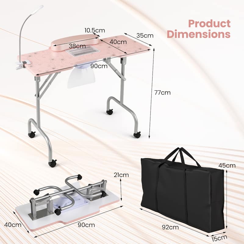 Costway Folding Manicure Nail Table with Electric Dust Collector LED - See Details