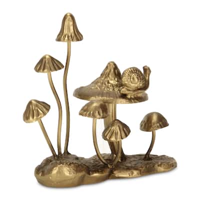 Golden Cast Iron Mushrooms Tabletop Decoration - 7.25"