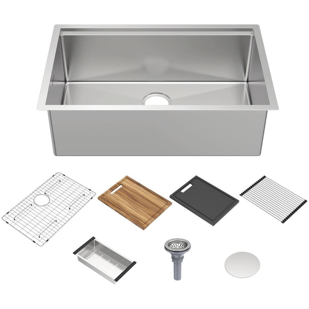 Whitehaus WHSW3019 30" Undermount Single Basin Stainless Steel Modern - Brushed Stainless Steel