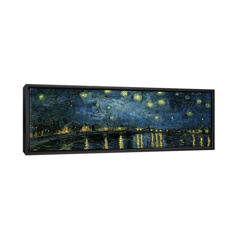 iCanvas "Starry Night Over The Rhone" by Vincent van Gogh Framed Canvas Print - 16x48 - Black