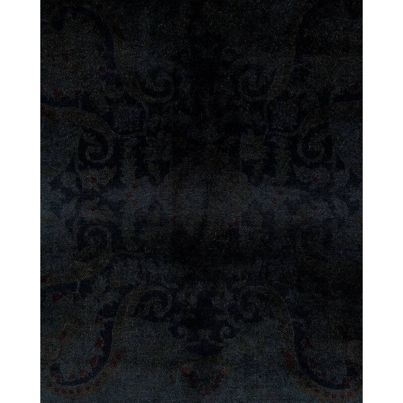 Overdyed, One-of-a-Kind Hand-Knotted Area Rug - Black - 12' 2" x 16' 3"