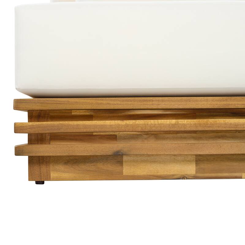 Christopher Knight Home - Solvane Outdoor Solid Wood Conversation Set with Cushions and Side Table