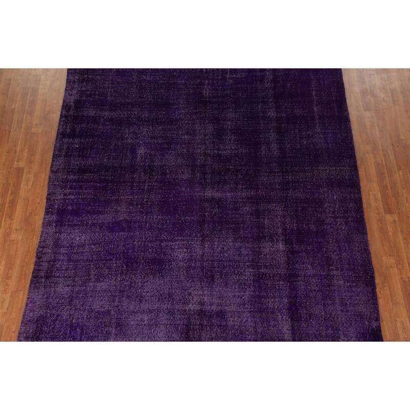 Purple Anatolian Turkish Vintage Area Rug Handmade Wool Carpet - 8'0" x 11'5"