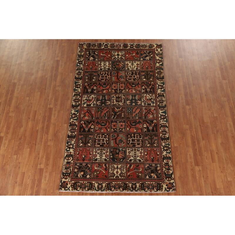 Garden Design Bakhtiari Persian Vintage Area Rug Handmade Wool Carpet - 5'0"x 9'0"