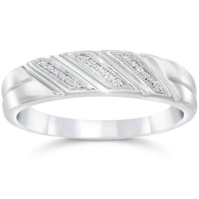 1/5ct Mens Diamond Ring 10K White Gold