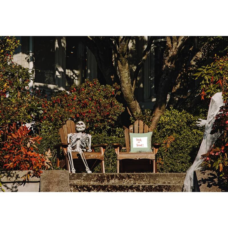 Halloween Trick or Treat Ticking Indoor/Outdoor Throw Pillow