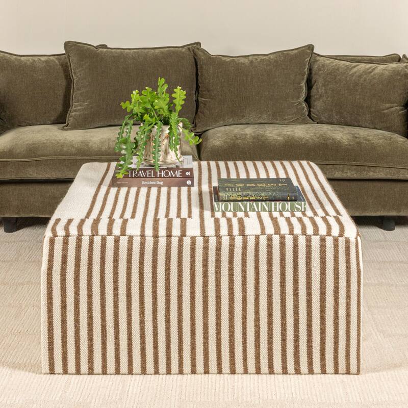Wool Kilim Upholstered Coffee Table Ottoman