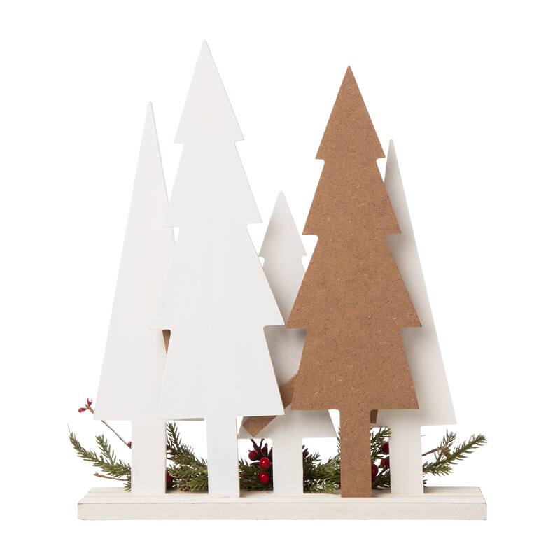 Glitzhome Wooden JOY Nativity Xmas Table Tree Centerpiece Home Decor