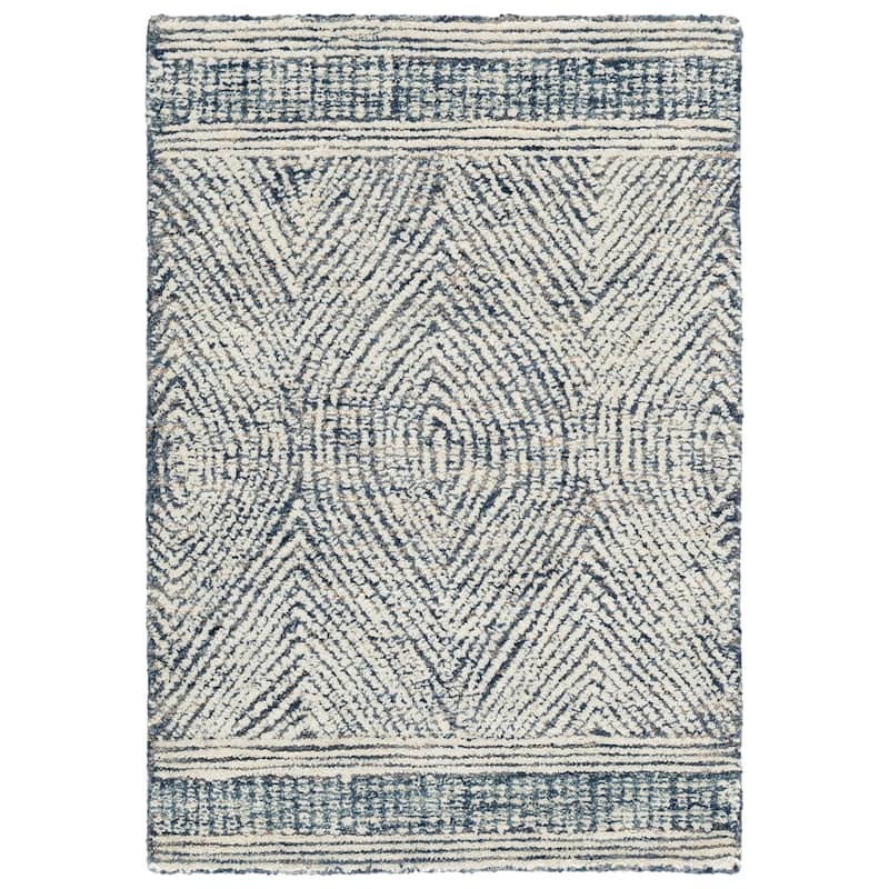 SAFAVIEH Handmade Abstract Leonide Modern Wool Rug - 2'3" x 4' - Ivory/Navy