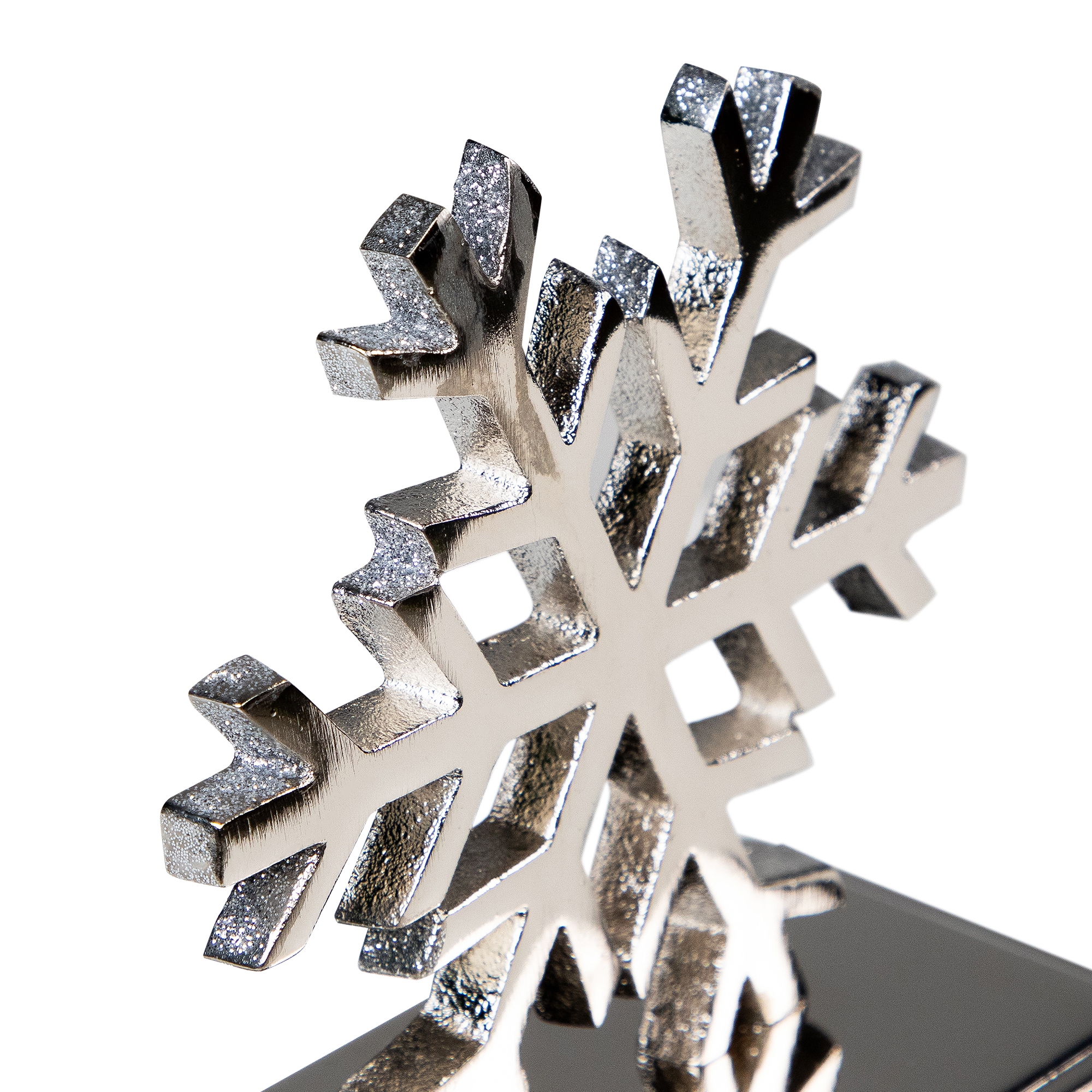 Set of 2 Gold and Silver Shiny Snowflake Christmas Stocking Holders