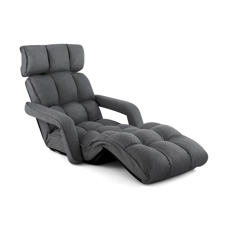 6-Position Adjustable Floor Chair with Adjustable Armrests and Footrest - 77" x 28.5" x 7.5"