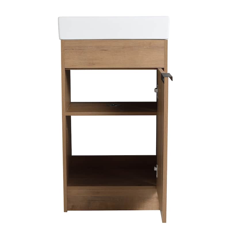 Bathroom Vanity With Sink In 16/18 Inch, Freestanding Bathroom Vanity With Soft Close Door