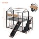 preview thumbnail 3 of 22, Twin Over Twin Metal Bunk Bed, Creativity Kids Bed Metal Platform Bed Frame Housebed with Slide and Storage Stair for Boys Girls