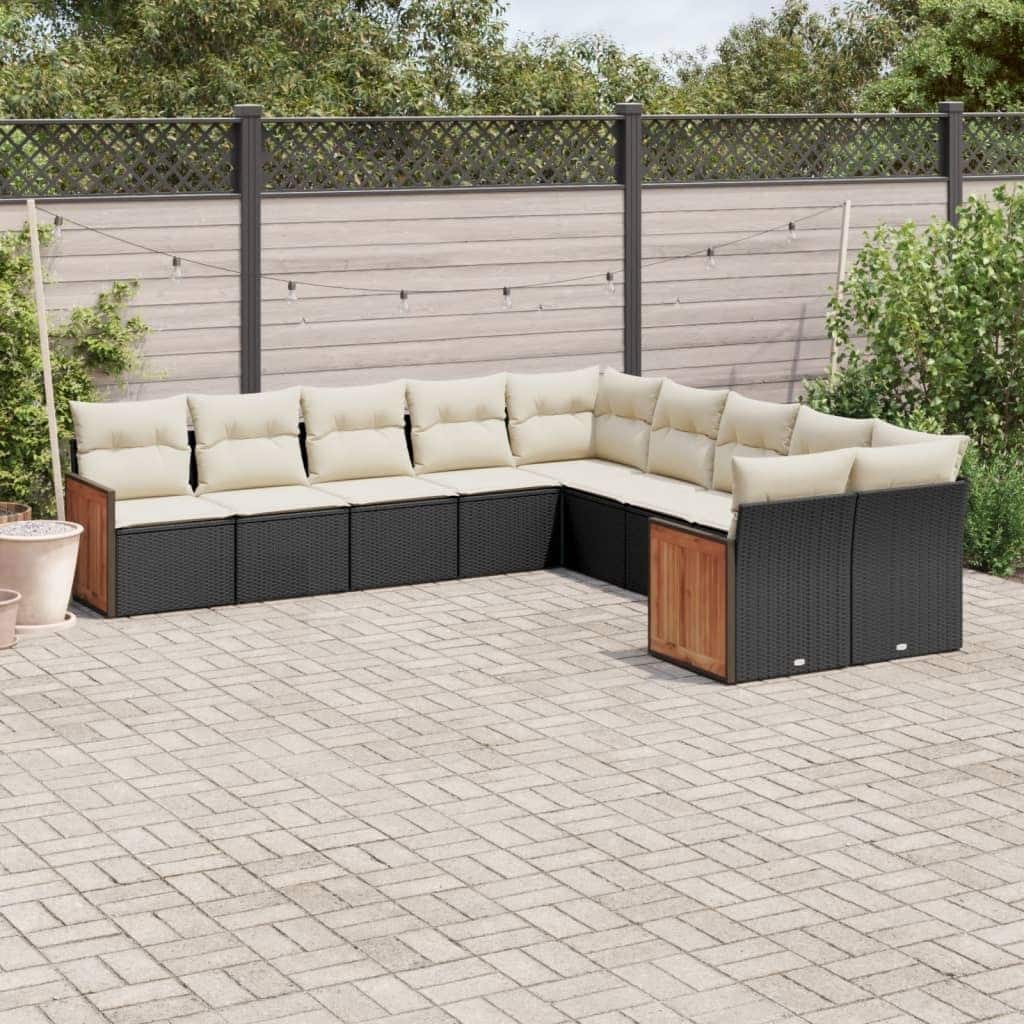 vidaXL Patio Sofa Set with Cushions Outdoor Conversation Furniture Poly Rattan