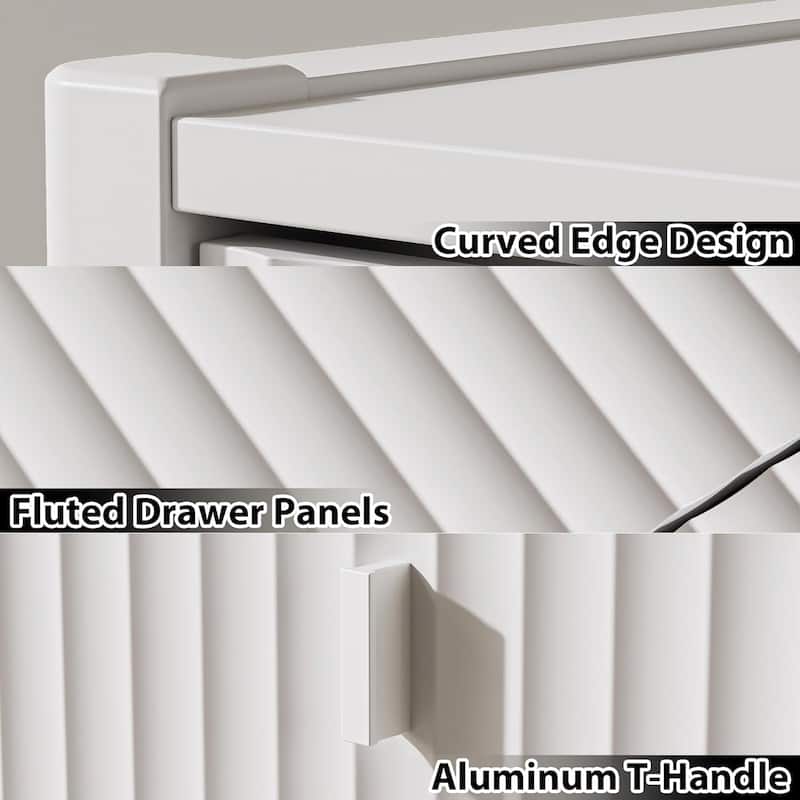 Modern Dresser, Fluted Wood Chest with Deep Drawers for Bedroom, Living Room