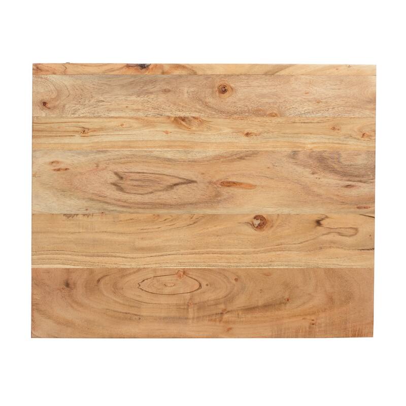 Boho Carved Acacia Wood Nightstand Side Cabinet Bedside Table, Natural