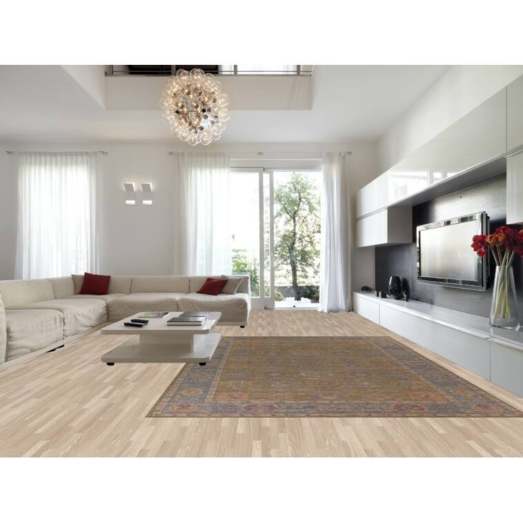 Vegetable Dye Floral Oushak Large Rug Hand-Knotted Wool Carpet - 9'10" x 13'6"