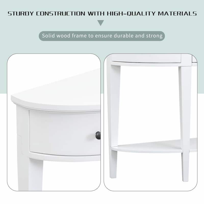 Modern Curved Console Table with 3 Drawers and 1 Shelf