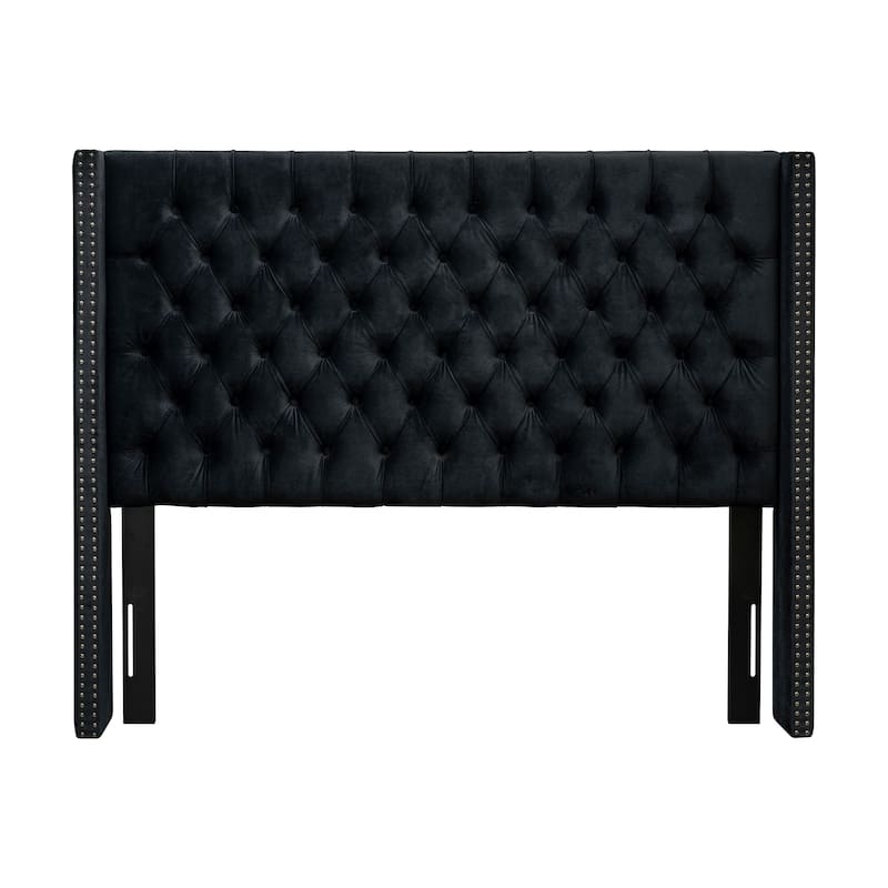 Madison Park Baldwin Upholstered Wingback Headboard with Button Tufting & Nailhead Trim