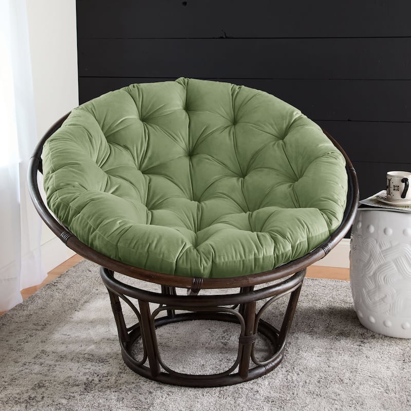 Sorra Home Solid Velvet Indoor Papasan Cushion - Aloe 44 in W x 44 in W x 4 in H