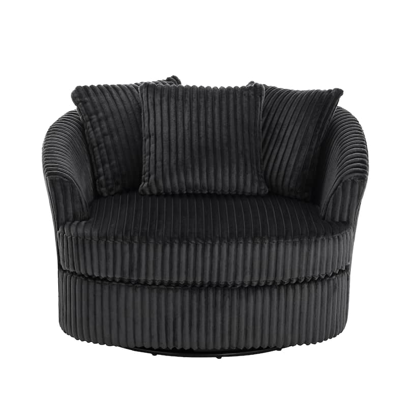 UIXE Oversize 43" Plush Corduroy Swivel Barrel Chair Comfy Accent Chair For Living Room