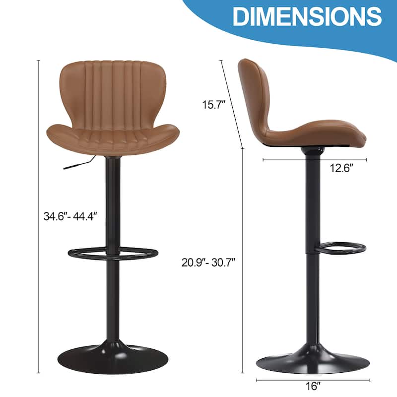 Scallop Bar Stool with 360° Swivel - Modern Kitchen & Home Bar Seating，Set of 2 - N/A